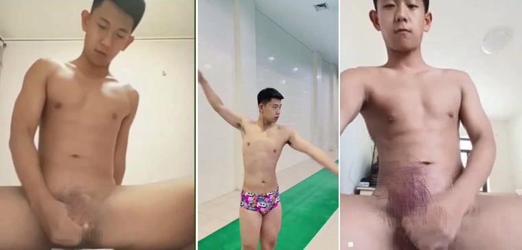 Douyin net red swimming coach milk dog jerking off three - Wanke video